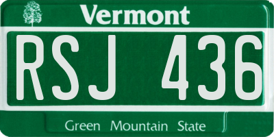 VT license plate RSJ436