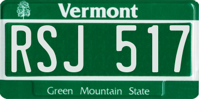 VT license plate RSJ517