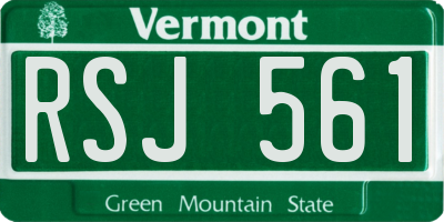 VT license plate RSJ561