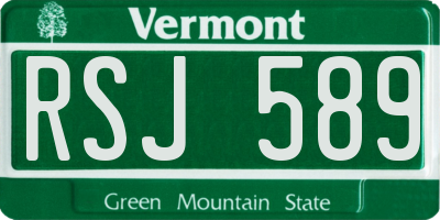 VT license plate RSJ589