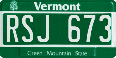 VT license plate RSJ673