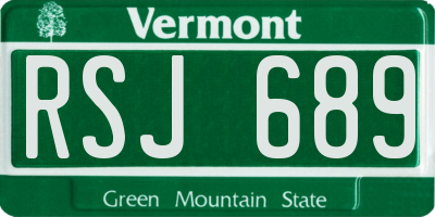 VT license plate RSJ689