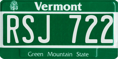 VT license plate RSJ722