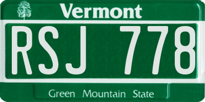 VT license plate RSJ778