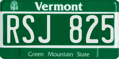 VT license plate RSJ825