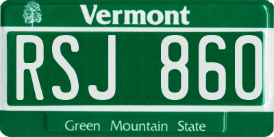 VT license plate RSJ860
