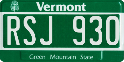 VT license plate RSJ930
