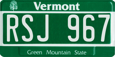 VT license plate RSJ967