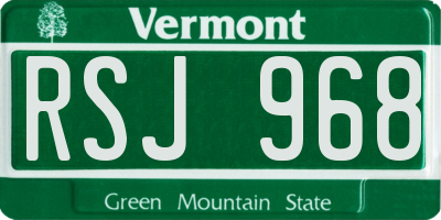 VT license plate RSJ968