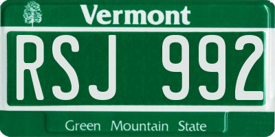 VT license plate RSJ992