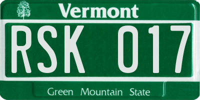 VT license plate RSK017