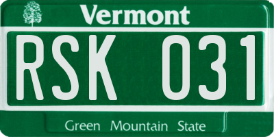 VT license plate RSK031