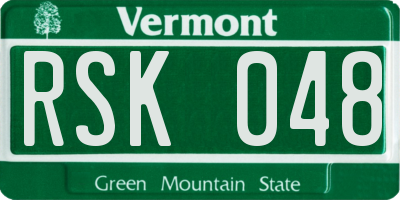 VT license plate RSK048