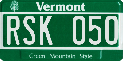 VT license plate RSK050