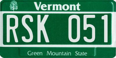 VT license plate RSK051