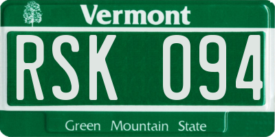 VT license plate RSK094