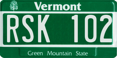 VT license plate RSK102