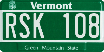 VT license plate RSK108