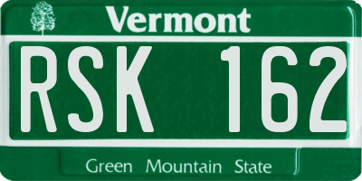 VT license plate RSK162