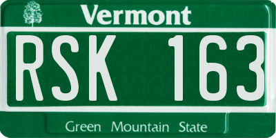 VT license plate RSK163