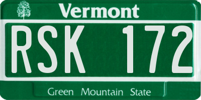 VT license plate RSK172
