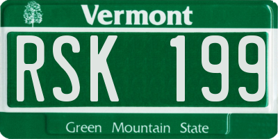 VT license plate RSK199