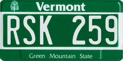 VT license plate RSK259
