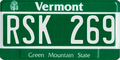 VT license plate RSK269