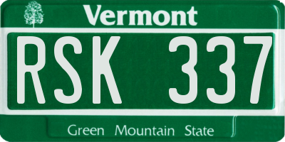 VT license plate RSK337