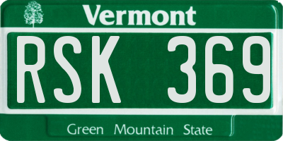 VT license plate RSK369