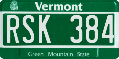 VT license plate RSK384