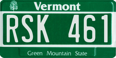 VT license plate RSK461