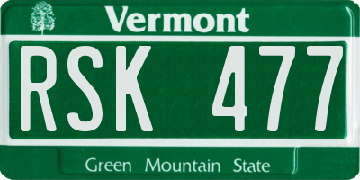 VT license plate RSK477