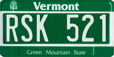 VT license plate RSK521