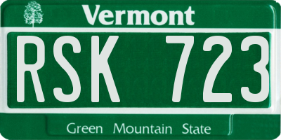 VT license plate RSK723