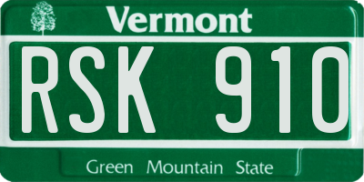 VT license plate RSK910