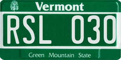 VT license plate RSL030