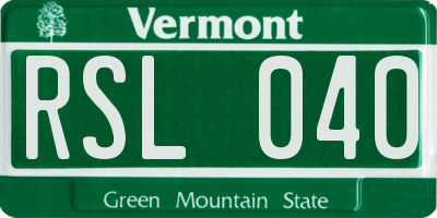 VT license plate RSL040
