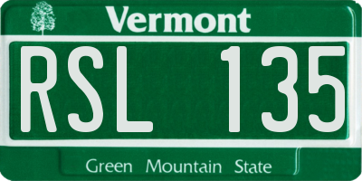 VT license plate RSL135