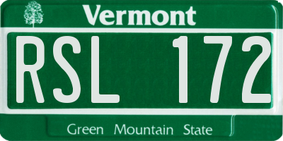 VT license plate RSL172