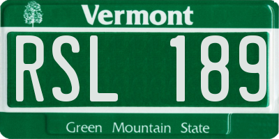 VT license plate RSL189