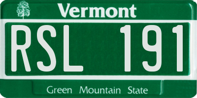 VT license plate RSL191