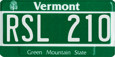 VT license plate RSL210