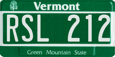 VT license plate RSL212