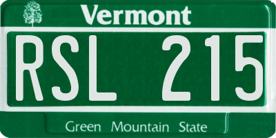 VT license plate RSL215
