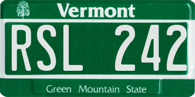 VT license plate RSL242