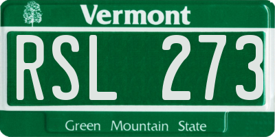 VT license plate RSL273
