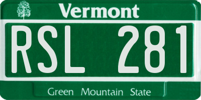VT license plate RSL281