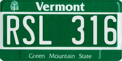 VT license plate RSL316