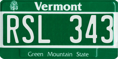 VT license plate RSL343